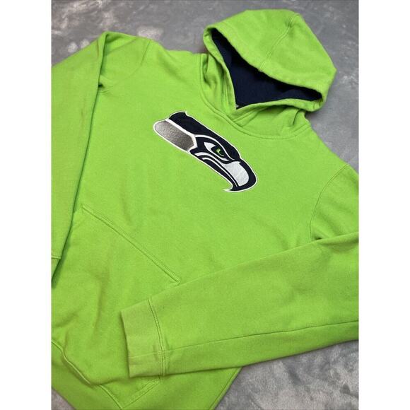 NFL Seattle Seahawks Hoodie Youth XL Lime Green Embroidered Hooded Sweatshirt - Picture 1 of 10
